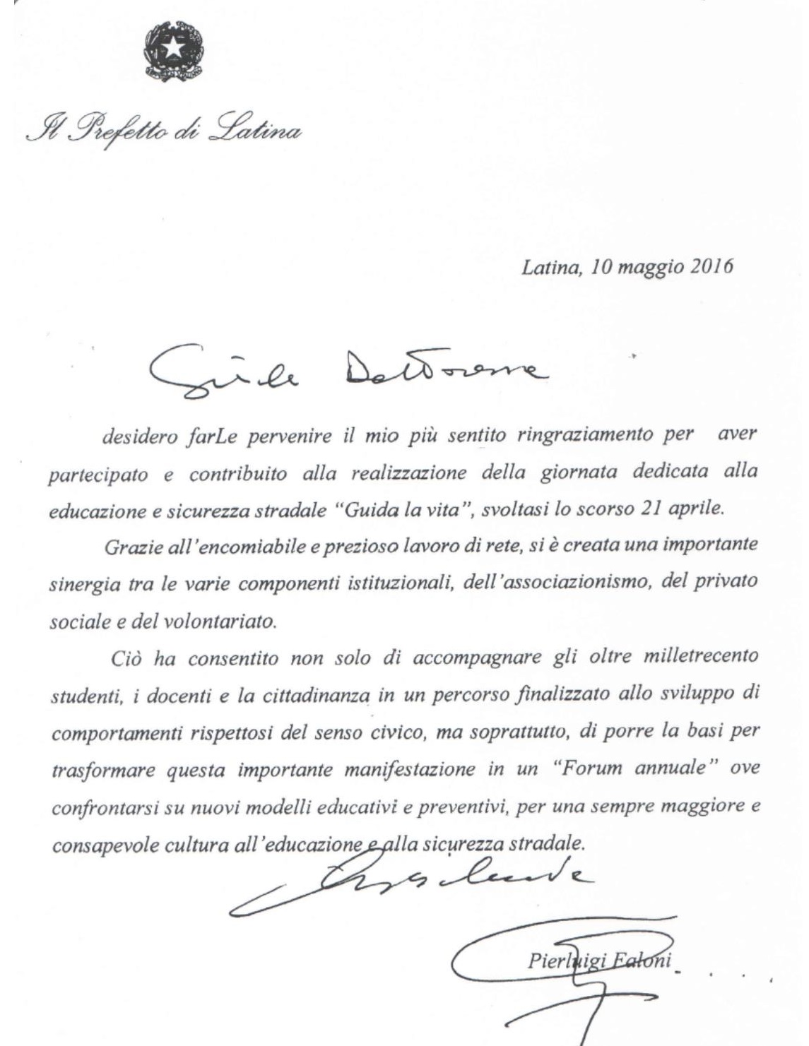 lettera prefetto